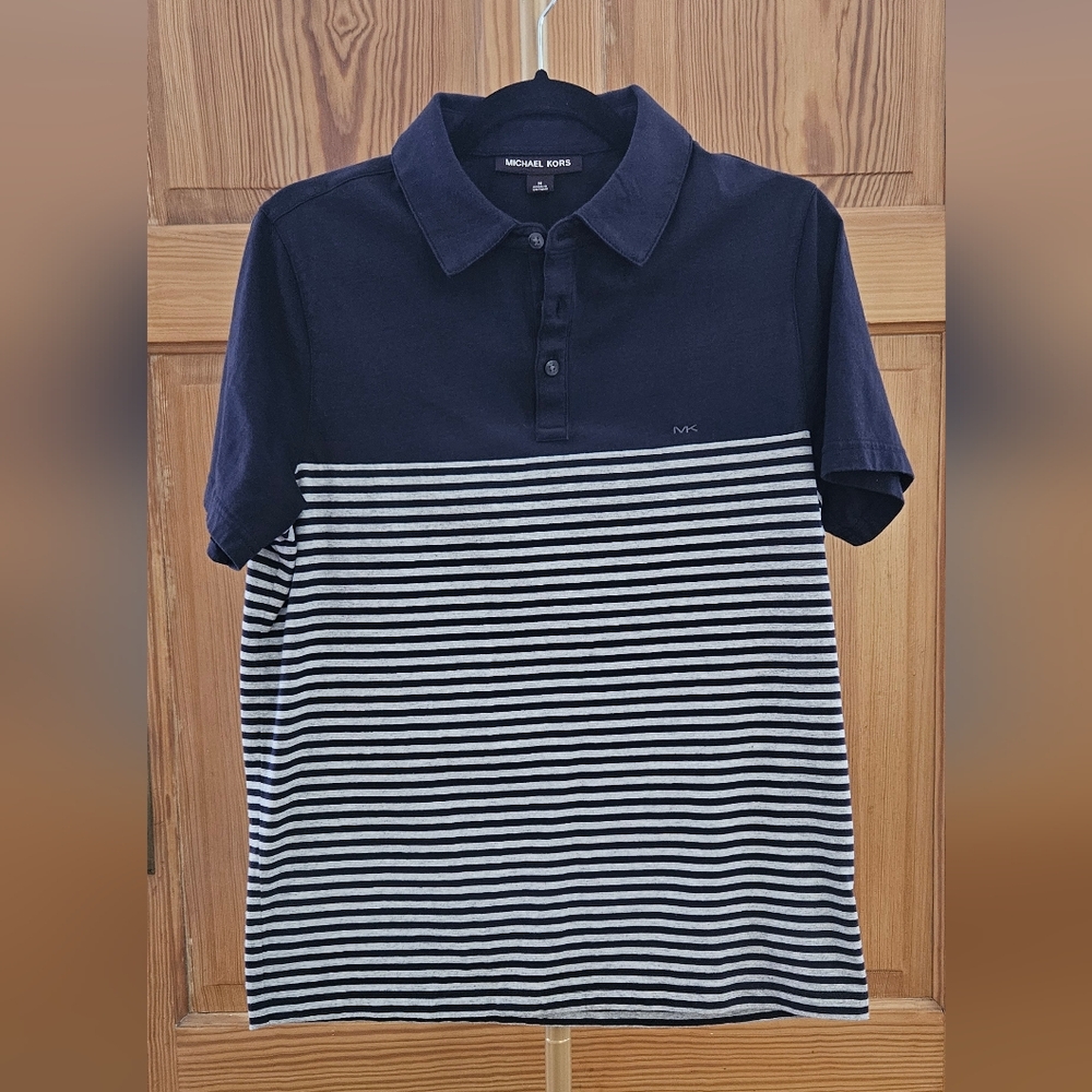Michael Kors Grey & Blk Polo Size Med